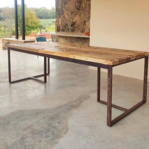 mesa comedor madera hierro